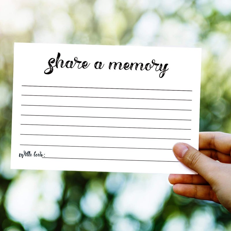 Giftideaworkshop 50 Share a Memory Cards, Going Away Party Decorations Funeral Guest Book for Celebration of Life Birthday Anniversary Memorial Funeral Graduation Bridal Shower Retirement, 4x6 Inch - Image 3
